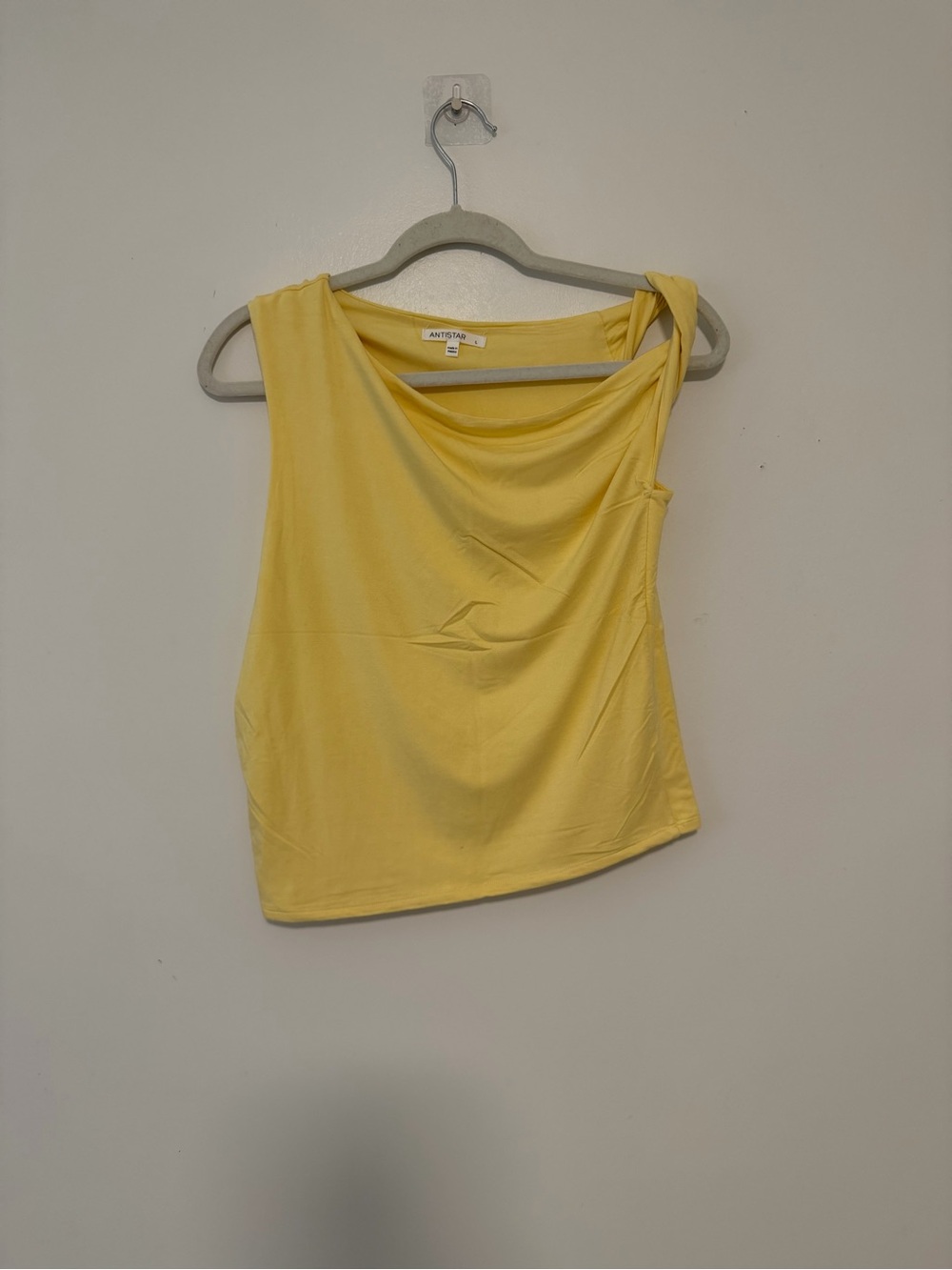 Sleeveless Yellow Draped Neck Tank Top